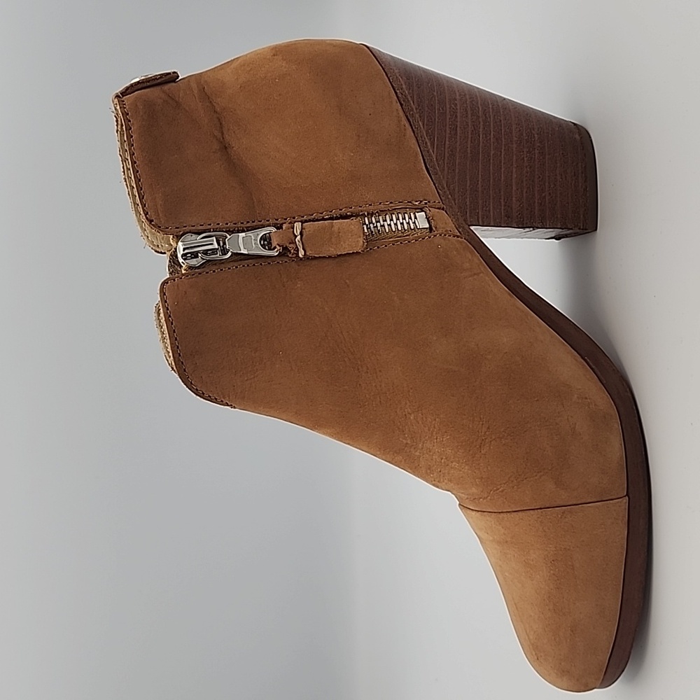 RAG & BONE Camel Nubuck Suede Double Zippered Ankle Boots w/Western Style Heel - Picture 7 of 7